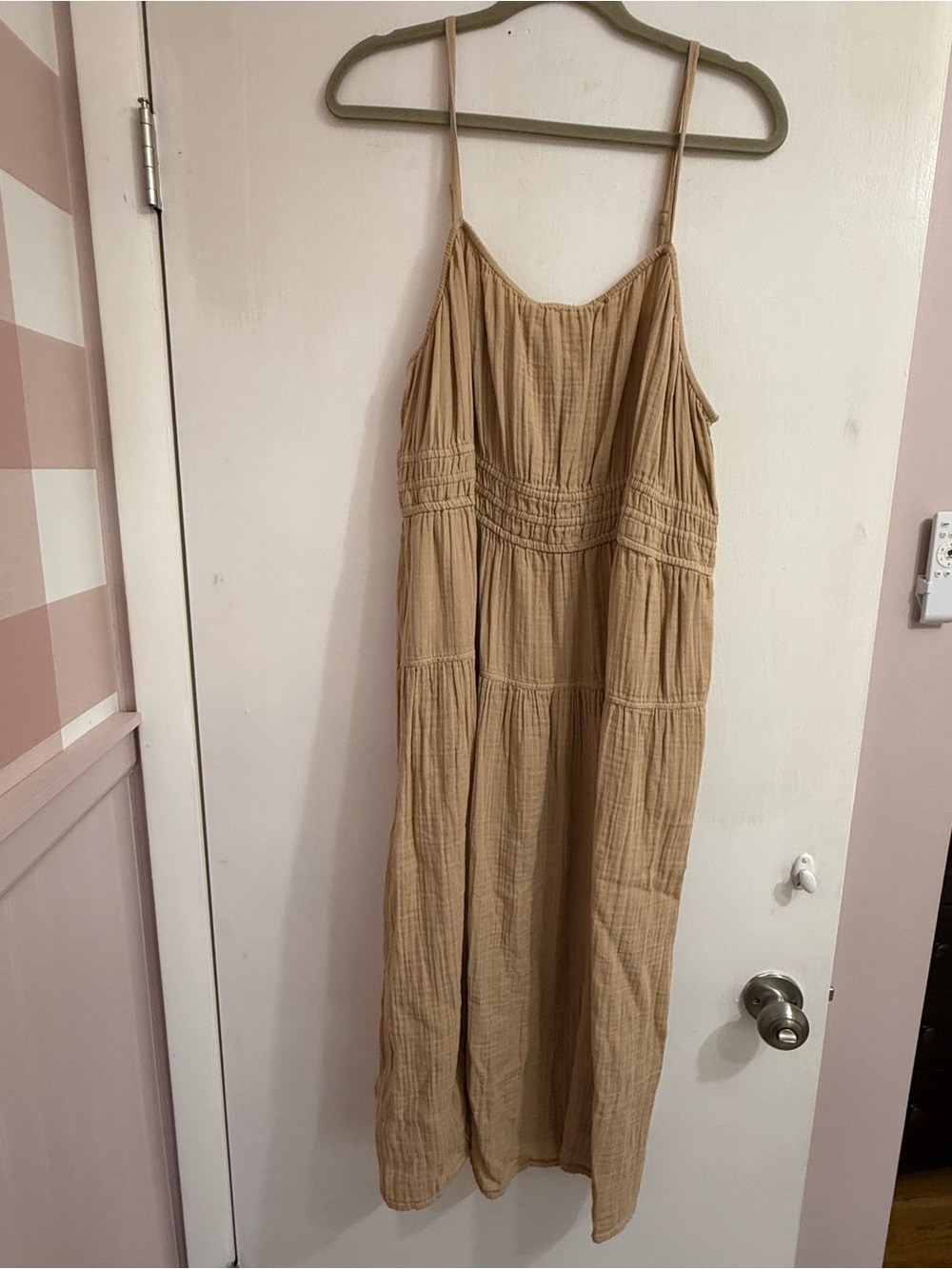 Old Navy Beige/Tan Maxi Dress with Spaghetti Straps